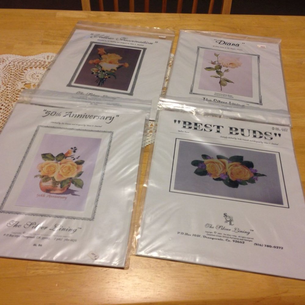 Cross Stitch charts / guides bundle - Yellow Roses, etc.